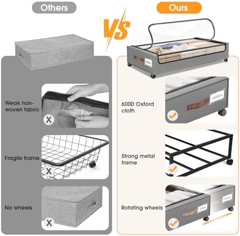 Under Bed Storage with Wheels 1Pack Storage Containers with Clear Window - Image 5