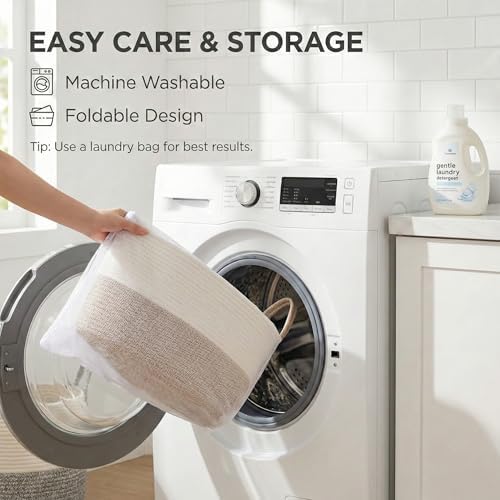 JMvicyroam 115L Extra Large Machine Washable Cotton Rope Blanket Basket - Image 5