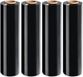 Black Stretch Wrap Roll, Heavy Duty 18in x 1500ft Shrink Film/Wrap, 4 Pack by Qiokhgi