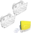 2 Pack Sponge Holders with Suction, Kitchen Sink Dish Brush Sponge Caddy by AMUONTY