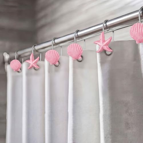 Sliner 12 Pcs Seashell Shower Curtain Hooks Decorative Shower Curtain Hooks - Image 5