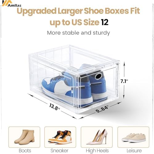 12 Pack Clear Shoe Storage, Stackable Shoe Organizer, Shoe Boxes - Image 2