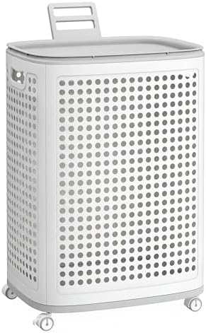 SONGMICS Laundry Hamper with Wheels, 75 L Laundry Basket with Lid by Unknown