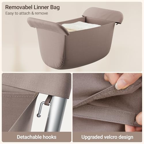 ELYKEN Laundry Basket with Wheels, Collapsible Laundry Hamper, Camel Brown - Image 6