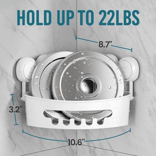 TAILI Corner Shower Caddy with Suction Cups, Wall Mounted Organizer Plastic Rack - Image 4