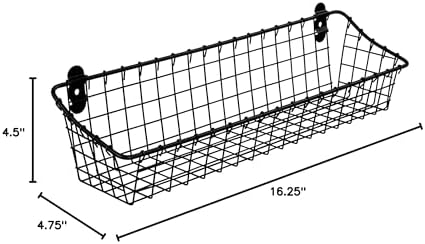 Spectrum Medium Wire Wall Basket Matte Black Rustic Wall Bin, Vintage Wire - Image 3