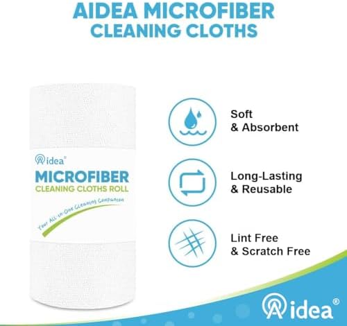 AIDEA White Microfiber Cleaning Cloth Roll-55 Sheets, Paper Towels 11×9" - Image 3