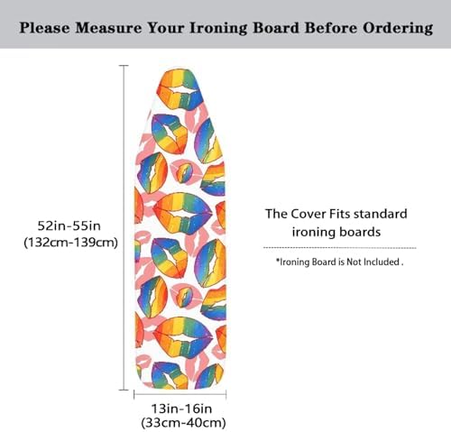 Rainbow Color Lip Steam Ironing Board Cover, Love Kiss LGBTQ Theme Stain - Image 5