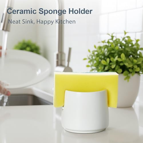 ONEMORE Ceramic Sponge Holder for Kitchen Sink, Kitchen Sink Organizer - Image 2