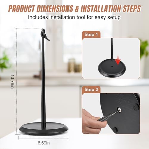 Wooden Paper Towel Holder countertop, Stylish Bird Shaped, Solid Wood Base&Iron - Image 7