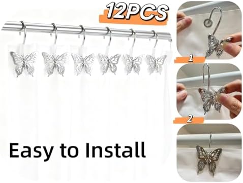 12PCS Decorative Shower Curtain Hooks, Metal Shower Curtain Rings, Rustproof - Image 4