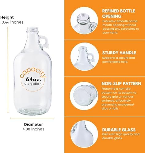 Fastrack 6-Pack Half-Gallon Glass Jug Set w/12 Polyseal Caps & Black Jar - Image 3