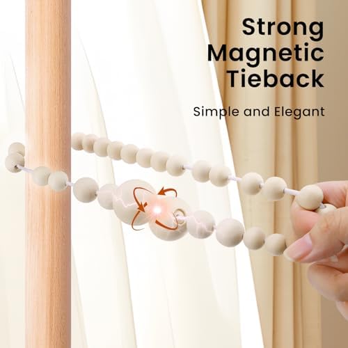 KLOGTSIND Magnetic Curtain Tiebacks, 4 Pack Wood Bead Curtain Holdbacks - Image 6