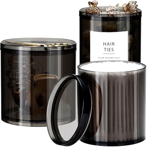 SheeChung 3 Pack Black Qtip Holder Mixed Sizes by SheeChung
