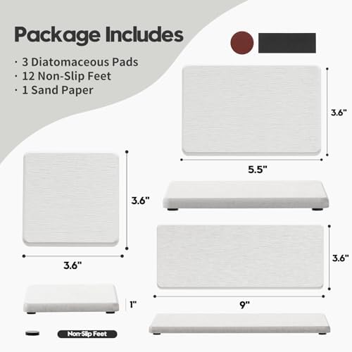 Razborci 3PCS Bathroom Sink Vanity Trays, Quick Stone Drying Mat Dish Soap - Image 4