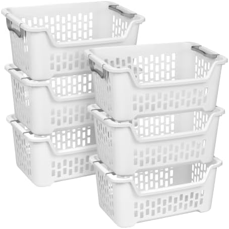Sterilite Stacking Laundry Basket, Plastic Clothes Hamper, 6 Pack by Sterilite