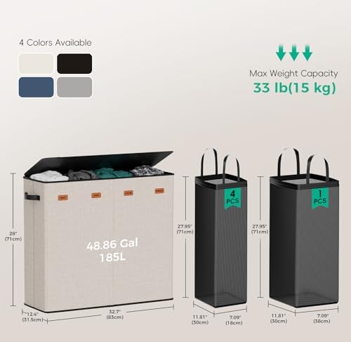185L Laundry Hamper 4 Section - Image 5