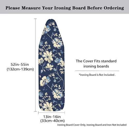 Blue Gold Flower Ironing Board Cover Standard Ironing Board Cover - Image 4