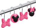 12-Piece Pink Mouse Shower Curtain Hooks by CTOHN