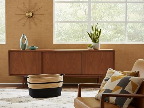 large laundry basket woven from natural cotton rope - Image 4