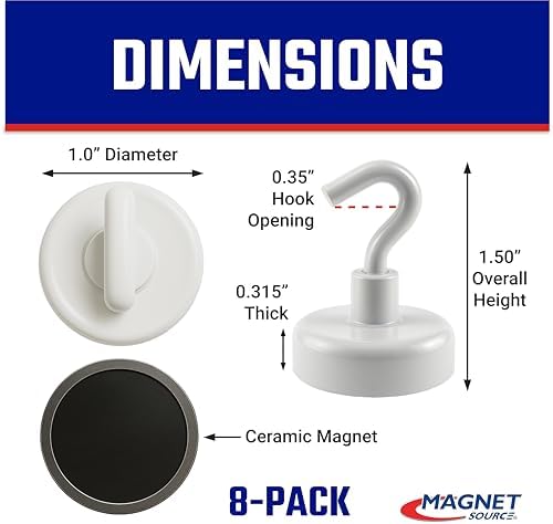 Master Magnetics White Magnetic Hook Set - Image 2