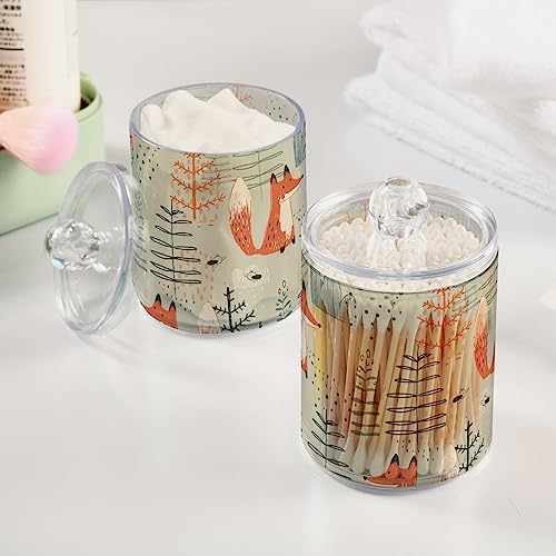 2 Pack Apothecary Jars Bathroom Cute Fox Qtip Holder Dispenser Clear Plastic - Image 5