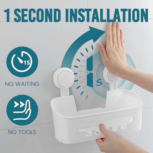 TAILI Shower Caddy Suction Cup, Bathroom Organizer Shelf M&L - Image 2