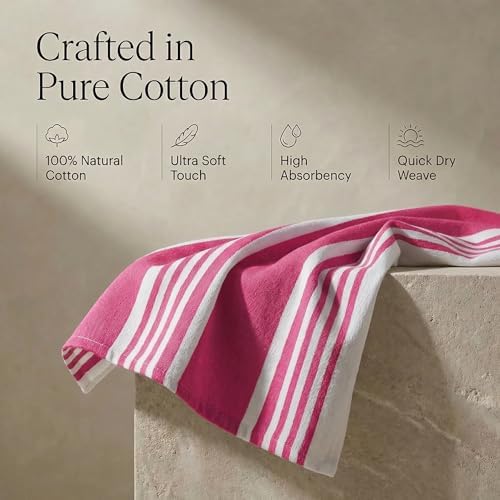 Urban Villa Kitchen Towels Cotton Dish Towel 20”x30” Fuchsia White - Image 4