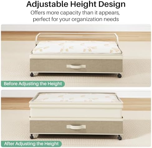 Kitstorack 2Pack Height-adjustable Under Bed Storage - Image 6