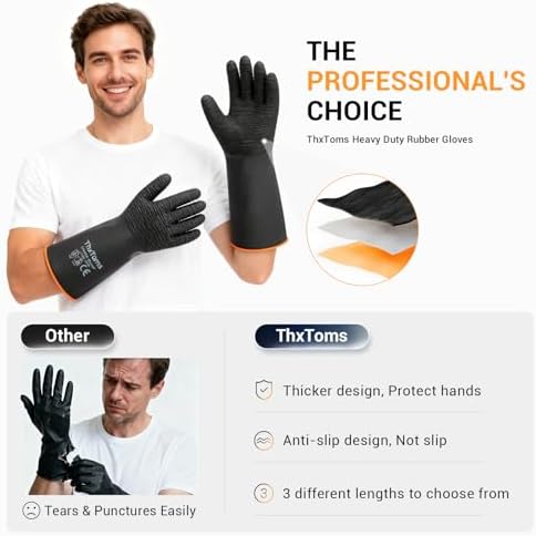 ThxToms Heavy Duty Rubber Gloves, Industrial Chemical Resistant Gloves - Image 4