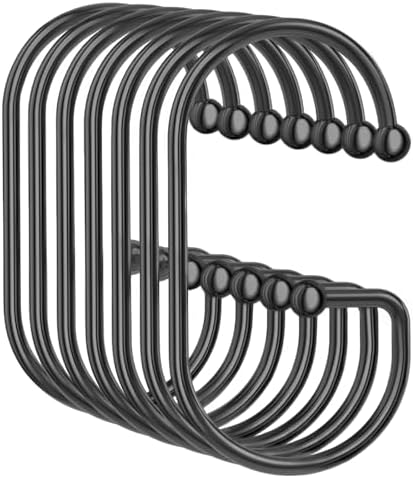 OEH Shower Curtain Hooks, Durable G Shape Black Shower Curtain Hooks Rust Proof by OEH