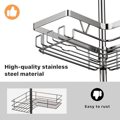 KEGII Corner Shower Caddy Tension Pole, Bathroom Organizer, Gunmetal Gray - Image 6