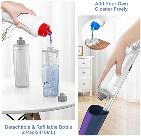 Spray Wet Mops for Floors Cleaning: Hardwood Floor Mop Refillable 2 Bottles - Image 4