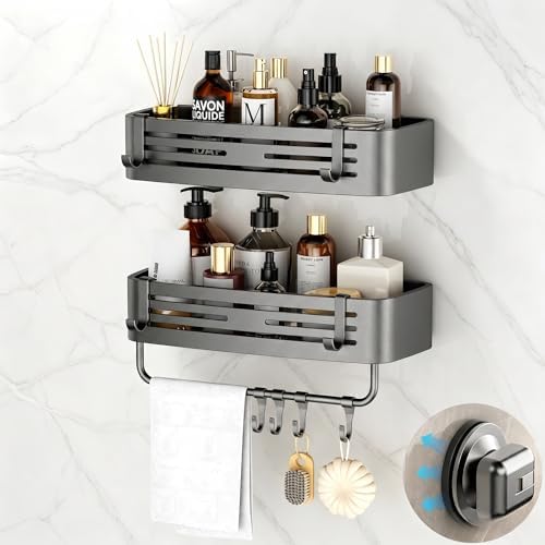 Shower Caddy Suction Cup 2 Pack, Square Shower Shelves by SUBUCOYO