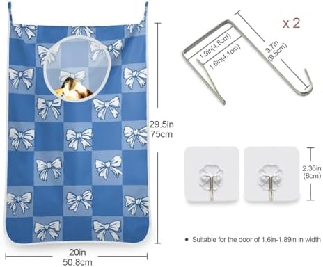 1PC Hanging Laundry Hamper Bag Over the Door Laundry Hamper Wall Hamper Large - Image 3