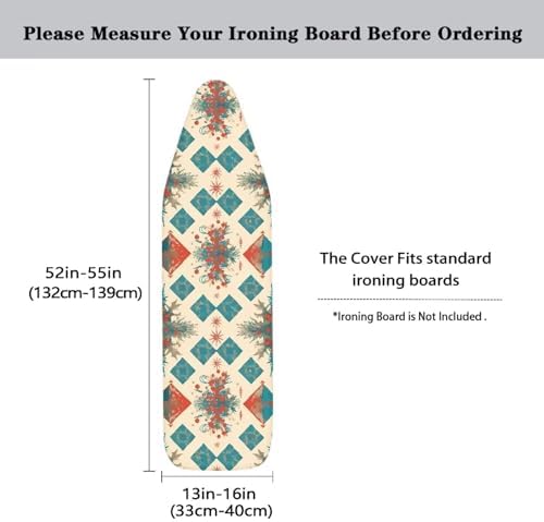 Geometric Rhombus Ironing Board Cover, Christmas Holly Applicable Standard Size - Image 5
