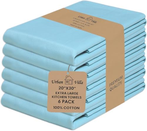 Urban Villa Kitchen Towels Cotton Dish Towels 20”x30” Aqua by CottonTrends