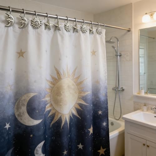 Twofishes Home Fashion Gold Sun Moon Star Shower Curtain Hooks S/12 Decorative - Image 3