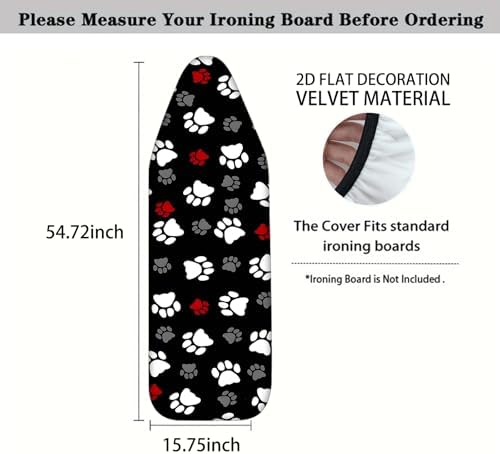 Nuxovilar Pet Paw Prints Ironing Board Cover 15x54 Polyester - Image 4