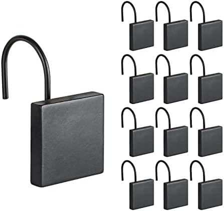 Square Shower Curtain Hooks, Decorative Bathroom Curtain Rings by Sunlit