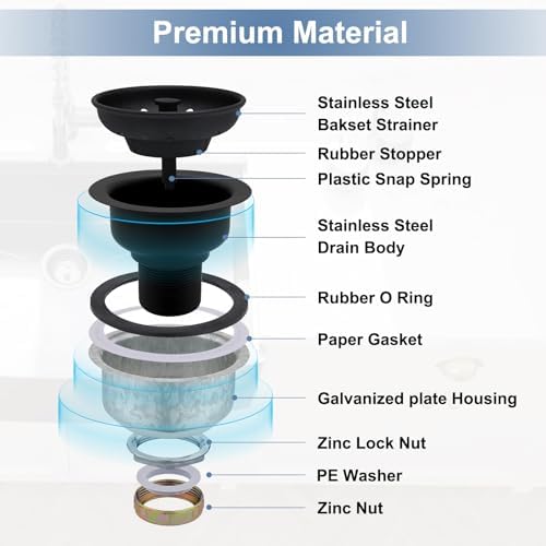 ZM Black Deep Locking Kitchen Sink Basket Strainer - Image 3