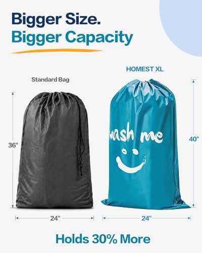 HOMEST 2 Pack XL Laundry Bag 28" x 40", Extra Large Dirty Clothes Organizer - Image 2