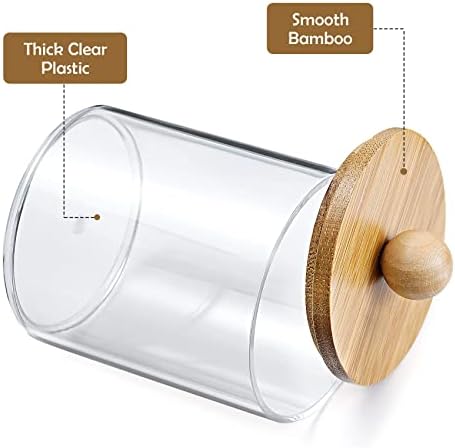4 Pack Qtip Holder Dispenser - 10 oz Clear Plastic Apothecary Jar Containers - Image 5