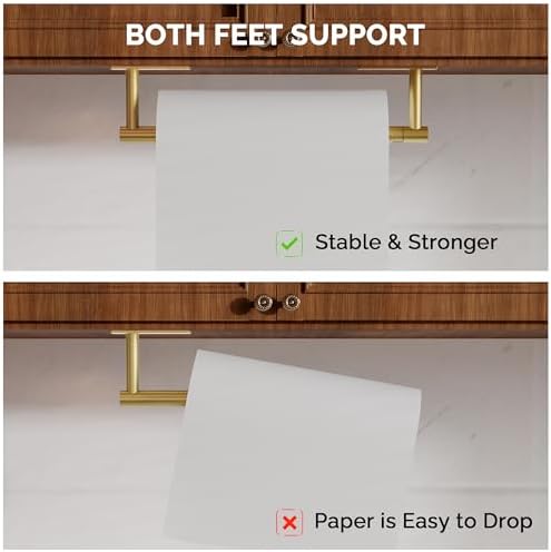 Gold Paper Towel Holder Under Cabinet Self Adhesive or Wall Mount - Image 3