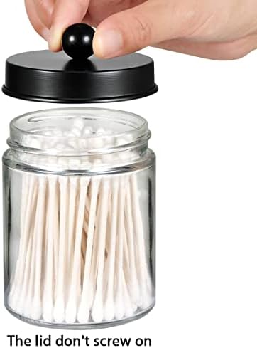Amolliar Apothecary Jar Qtip Holder w/Metal Lid Glass - Image 3