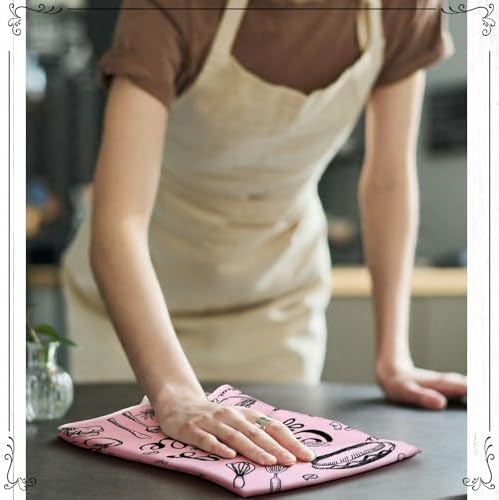 Bencailor 6 Pcs Pink Kitchen Towels Decorative Sets Dish Towels Absorbent Fast - Image 6