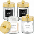 Amolliar Glass Apothecary Jars Qtip Holder w/Plastic Lids by Amolliar