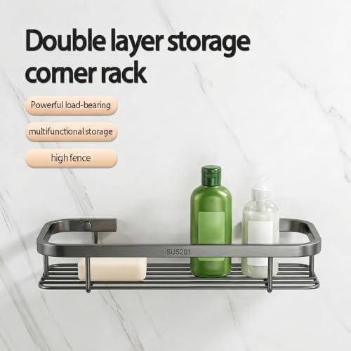 Corner Shower Caddy, 201 Stainless Steel Bathroom Shelf Organizer, Wall Mounted - Image 5