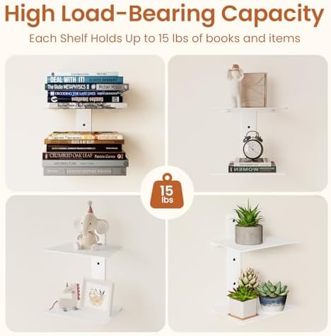 Wawocs Invisible Bookshelves for Wall, 4 Tier Floating Bookshelf Made of Heavy - Image 4