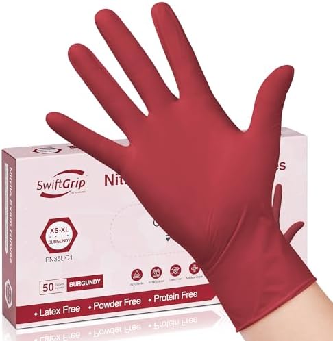 SwiftGrip Disposable Nitrile Exam Gloves, Box of 50, Latex-Free, Powder-Free by SwiftGrip